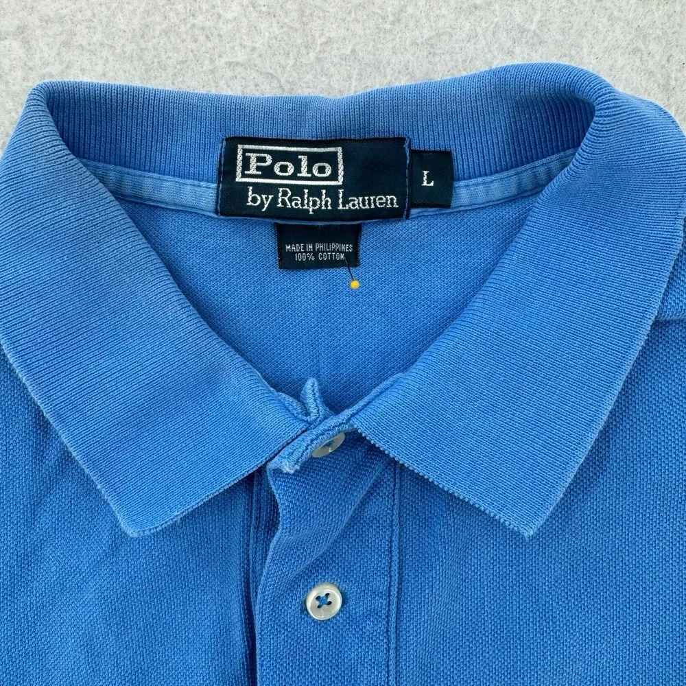 Ralph Lauren‎ Polo Shirt Mens Large Cotton Short Sleeve Blue Rugby Classic Fit